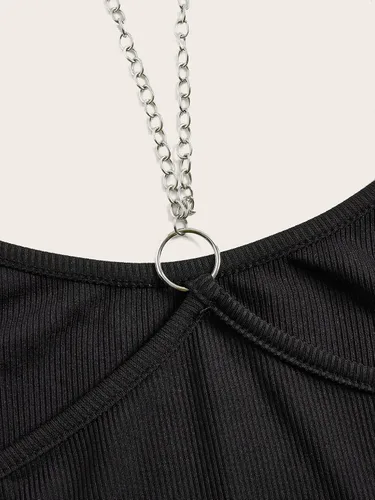 Vista 4 de SOLY HUX Women's Y2k Gothic Chain Cami Crop Top Sleeveless Sexy Tank Tops Camisole Clubwear Outfit
