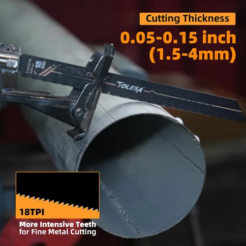 Vista 5 de TOLESA M42 - Hojas de sierra recíproca bimetálicas de metal de 8.858 in 18TPI Sierra recíproca con cobalto para corte fino de metal, perfecto
