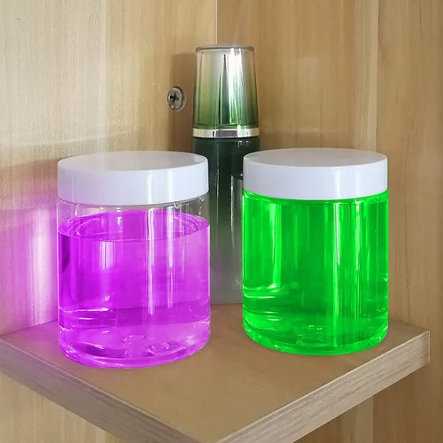 Vista 4 de KEILEOHO Paquete de 24 recipientes redondos de plástico de 8 onzas, recipientes de slime transparentes con tapas blancas, recipientes de slime