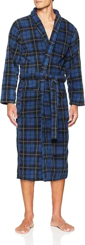 Vista 2 de Bata polar para hombre John Christian, color azul a cuadros