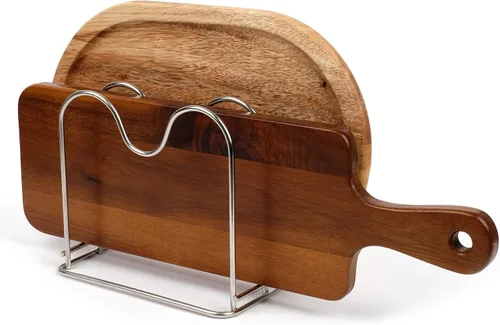 Vista 2 de LENITH Soporte para tabla de cortar de alambre de acero inoxidable, organizador de tabla de cortar para cocina con 2 seccionales