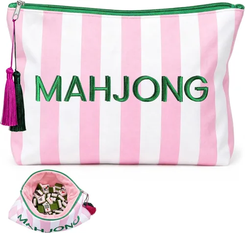 Vista 10 de Gilprop Bolsa de azulejos Mahjong a rayas, rojo y naranja, estándar