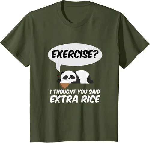 Vista 10 de ¿Ejercicio? I Thought You Said Extra Rice Panda Gift T-Shirt, Negro, S