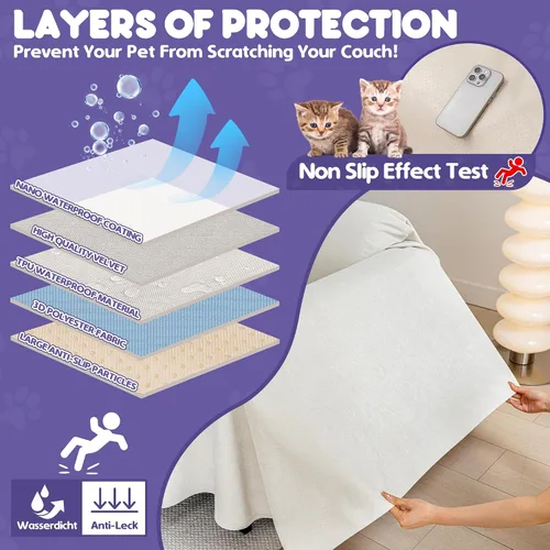 Vista 4 de Protector de muebles contra arañazos para gatos, antideslizante, impermeable, para mantener alejados a los gatos, protectores de sofá aptos