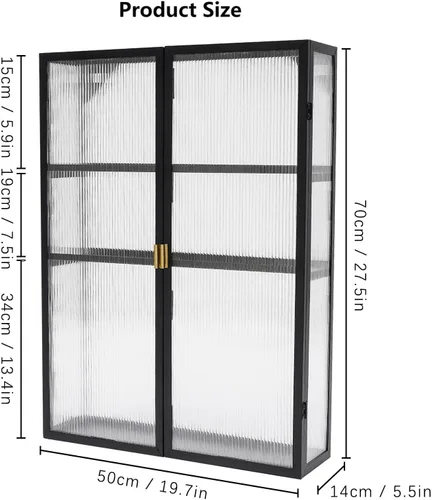 Vista 7 de Gdrasuya10 Organizador de armario colgante para montar en la pared, armario de cocina de metal con puertas acrílicas para comedor, cocina, baño