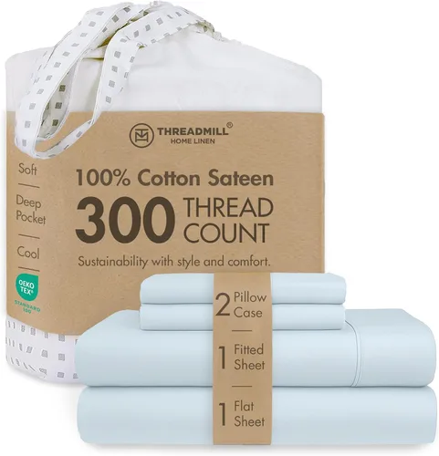 Vista 62 de Threadmill Juego de sábanas de algodón Twin Sábanas 100% algodón para cama tamaño Twin Juego de sábanas de satén jacquard damasco con bolsillo
