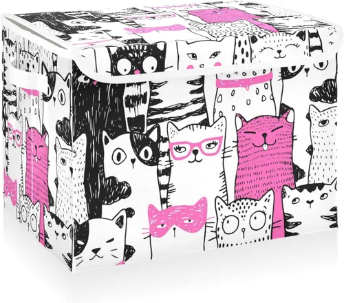 Vista 22 de CaTaKu Contenedores grandes de tela con tapas, cajas de almacenamiento de bastones de caramelo de Navidad con asas para organizar la ropa, cubos