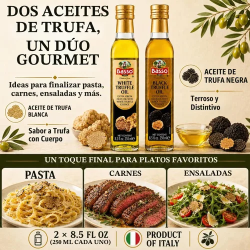 Vista 4 de Juego de aceite de trufa blanco y negro, tamaño de botella grande, 2 botellas de 8.5 onzas (8.5 fl oz), alto concentrado