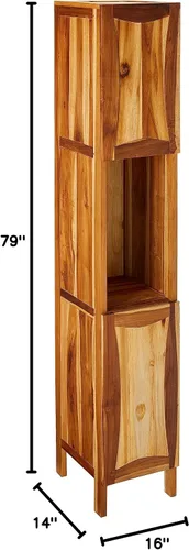 Vista 3 de EcoDecors Armario de lino de pie sin curvatura, con puertas de cierre suave, Arives totalmente montado en color natural