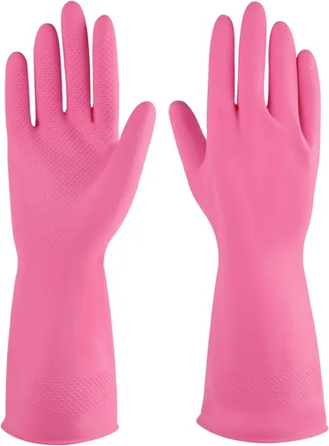 Vista 10 de Guantes de limpieza de goma, 3 o 6 pares para el hogar, guantes reutilizables para lavar platos para la cocina. Azul