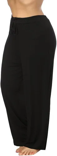 Vista 2 de ALLEGRACE Pantalones de pijama largos cómodos y elásticos para mujer, pantalones de descanso con cordón para dormir