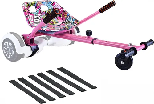 Vista 9 de Eco-Friendly Hoverboard Seat Attachment Colorful Printed Seat, Swivel Wheel & Adjustable Length, Fits 6.5", 8", 8.5" & 10" Hoverboards for Kids &
