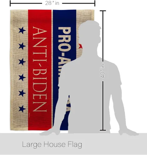 Vista 2 de Bandera de la casa de arpillera anti Biden de Estados Unidos, presidente político, demócrata, republicano, fiesta del té de Estados Unidos, pancarta