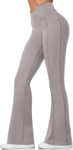 Vista 2 de MIHRUSEM Flared Leggings Skims Dupe Forbidden Pants Butt Lifting Leggings Tummy Control with Pockets for Women