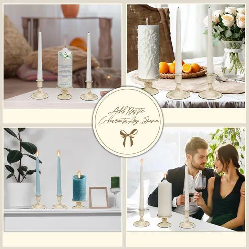 Vista 5 de Unity - Portavelas de boda – Portavelas cónicos para velas de pilar, 3 piezas de metal blanco Unity Candelabros – Decoración rústica para el hogar