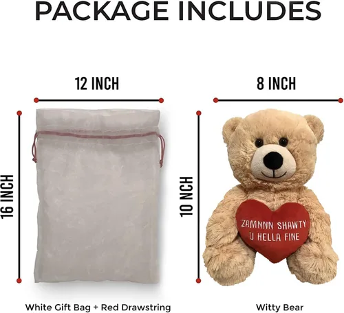 Vista 4 de Zamnnn Shawty U Hella Fine - Divertido regalo de oso de peluche Witty de 10 pulgadas y bolsa de regalo, para novia, novio, mejor amigo, cumpleaños