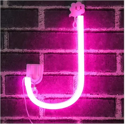 Vista 39 de Letrero de neón, letras de neón, letras del alfabeto de neón iluminadas, letras con luces LED, letras de marquesina iluminadas, batería, USB, rosa