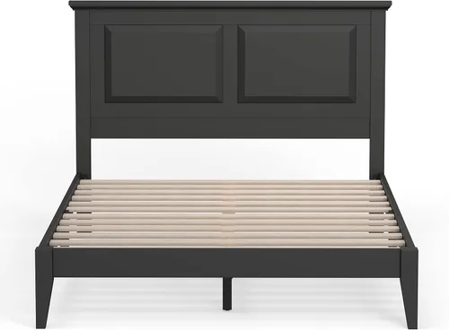 Vista 14 de Cama de plataforma de madera maciza estilo cabaña en tamaño matrimonial - Cereza clásica