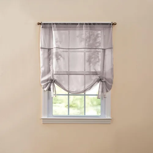 Vista 15 de BrylaneHome BH Studio - Persiana de gasa transparente con amarre, 32 pulgadas de ancho y 44 pulgadas de largo, hojas de otoño