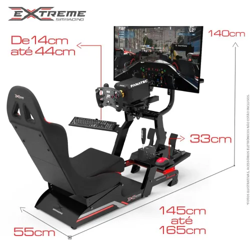 Vista 5 de Extreme Simracing Racing Simulator Cockpit With All Accessories (BlackRed) - VIRTUAL EXPERIENCE V 3.0 Racing Simulator For Logitech G27, G29, G920