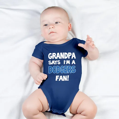 Vista 2 de NanyCrafts 'Grandpa Says I'm a Dodgers Fan Baby Body Body para bebé Dodgers