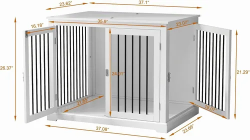 Vista 7 de PUPETPO Jaula para Perros Estilo Mueble con Cojín, Perrera para Perros Mediana, Jaulas para Mascotas, Jaula para Perros para Perros Pequeños y Blanco