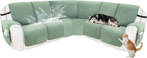 Vista 49 de Fundas para sofá modular reclinable, de terciopelo en forma de L, funda de consola central para perros y mascotas, lavable antideslizante, 1 funda