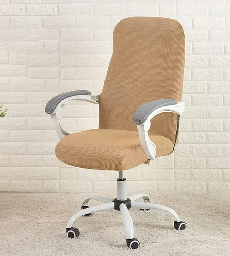 Vista 13 de LINGXIYA Funda elástica para silla de oficina, suave y cómoda, de tela de grano de maíz, resistente al agua, resistente a derrames, funda para silla