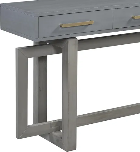 Vista 6 de Quarte Elegante mesa consola con tres cajones de almacenamiento, mesa de sofá extra larga para entrada, pasillo, sala de estar, vestíbulo, pasillo