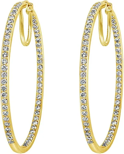 Vista 4 de Tienda Essentials Aretes redondos de plata de ley con circonita cúbica Infinite Elements (7 cttw), (anteriormente colección Tienda)