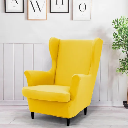 Vista 9 de Morbuy Funda para silla Wingback, 2 piezas, lavable, elástica, con respaldo de ala, fundas para silla con brazos para sala de estar, dormitorio