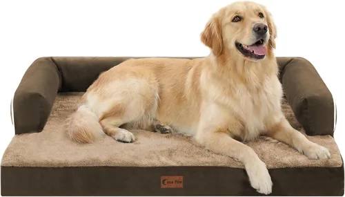 Vista 41 de Cama ortopédica para perros extragrandes, cama de espuma XL con forma de caja de huevos impermeable con lados 45x35 pulgadas, cama de sofá