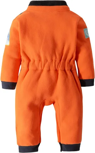 Vista 2 de Bilo Design - Disfraz de astronauta naranja para bebé, disfraz de forro polar, cosplay, fiesta, Halloween, ropa para bebé