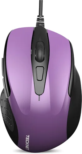 Vista 10 de TECKNET Ratón USB con Cable, Ratón de 6 Botones con Cable para Computadora con 4 DPI Ajustables, Ratones Ópticos para Computadora con Diseño