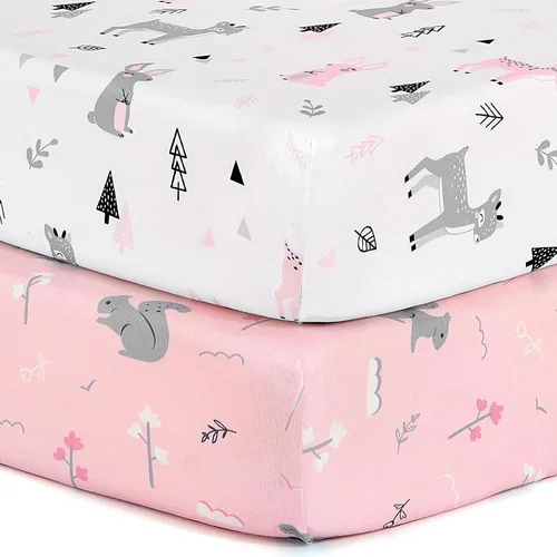 Vista 45 de BROLEX - Fundas elásticas para cambiador, funda para cambiador para bebés, niños y niñas, paquete de 2 unidades, punto de jersey, flecha y búho
