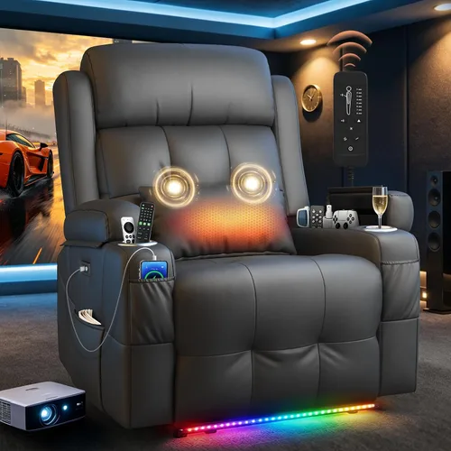 Vista 62 de Sofá de Dos Plazas Reclinable, Sofá Reclinable de Masaje con Gran Capacidad de Peso, Silla de Dos Plazas para RV en Liquidación con Consola, USB