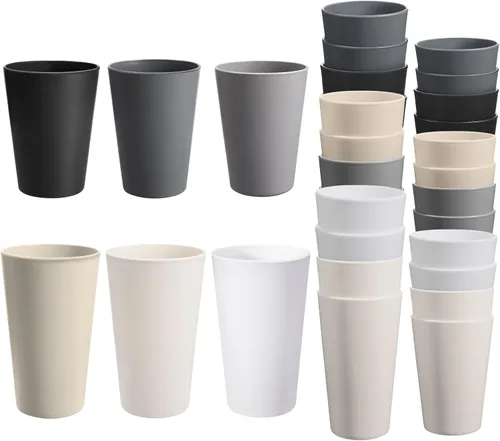 Vista 22 de Juego de 24 vasos de plástico irrompibles, vasos de plástico reutilizables de 20 onzas, vasos de agua apilables, vaso para beber para cocina