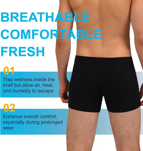 Vista 7 de Calzoncillos tipo bóxer para incontinencia para hombre, lavable, a prueba de fugas, absorbente, protección contra fugas urinarias, paquete de 3 3