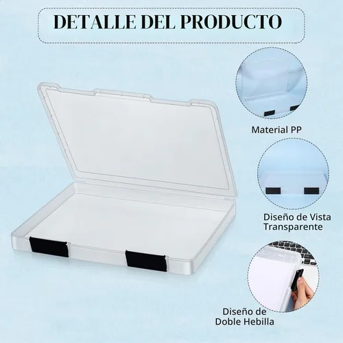 Vista 3 de PerKoop - Caja de almacenamiento de papel transparente, 6 unidades, 12.4 x 9.84 x 1.18 pulgadas, color negro