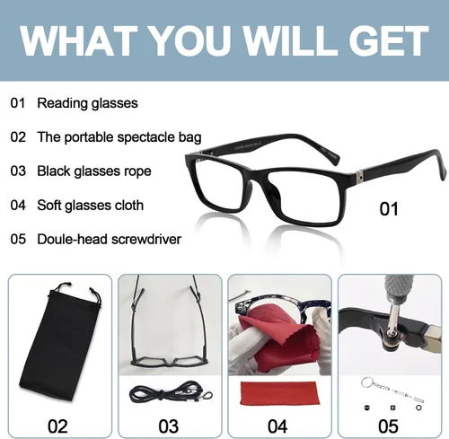 Vista 6 de OCCI CHIARI Gafas de lectura bifocales para hombres, lectores de protección ocular cuadrada de transición