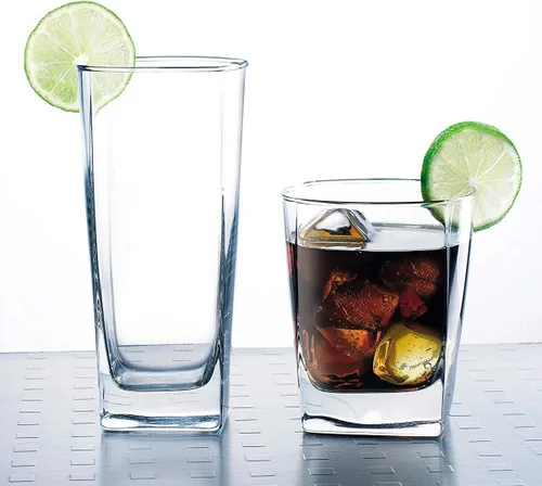 Vista 6 de Juego de 8 Vasos para Beber de Uso Diario, Cristalería de Cocina para Cóctel, Café Helado, Cerveza, Té Helado, Vino, Whisky, Agua, 4 Vasos Altos