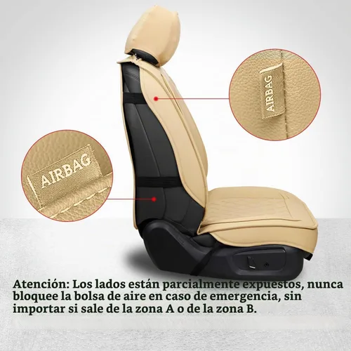 Vista 2 de MIROZO Fundas de asiento delantero, fundas de cuero para asiento de coche Beige