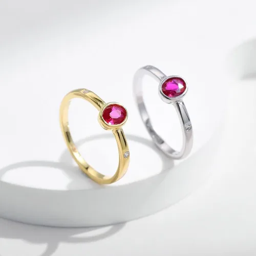Vista 3 de Anillos para mujer de compromiso, anillos de compromiso ovalados solitario con espinela creada en oro blanco