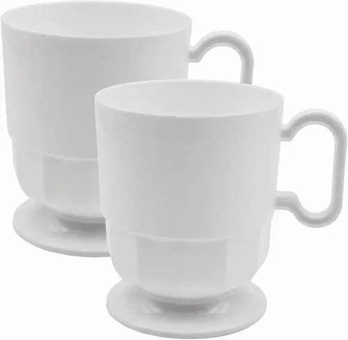 Vista 11 de Party Essentials Taza de café de plástico duro de 8 onzas con asa, 20 unidades, color negro bistró Bistro Negro