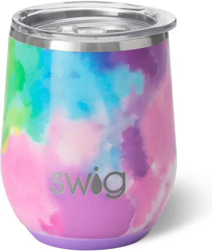 Vista 33 de Swig Life Vaso de vino de 12 onzas con tapa, acero inoxidable, apto para lavavajillas, portátil, triple aislamiento (todos los americanos)