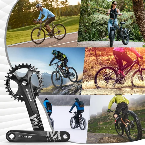 Vista 6 de BUCKLOS MTB Juego de Bielas de Bicicleta de Montaña de Una Sola Velocidad con Taper Cuadrado - 170mm Juego de Bielas con 104BCD 32/34/36/38/40/42T