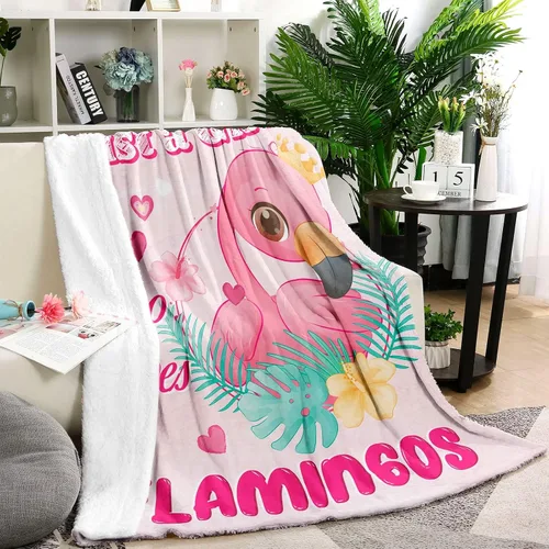 Vista 7 de Manta con texto en inglés «Just A Girl Who Loves Flamingos», regalo para niñas pequeñas, suave y bonita, manta de franela de felpa de flamencos
