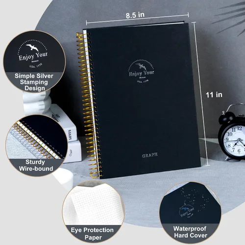 Vista 3 de FLYING EAGLE Cuaderno de gráficos grande de 8.5 x 11 pulgadas, cuadrícula gráfica en espiral, 210 páginas, cuaderno gráfico de tapa dura, cuaderno
