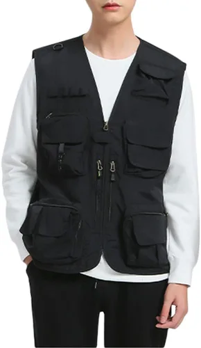 Vista 2 de Chaleco de pesca para hombre de verano al aire libre, de secado rápido, informal, ligero, con varios bolsillos