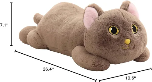 Vista 9 de YESGIRL Animales de peluche con peso de gato de 26.4 pulgadas, 5 libras, animal de peluche grande con peso, linda almohada de juguete de peluche